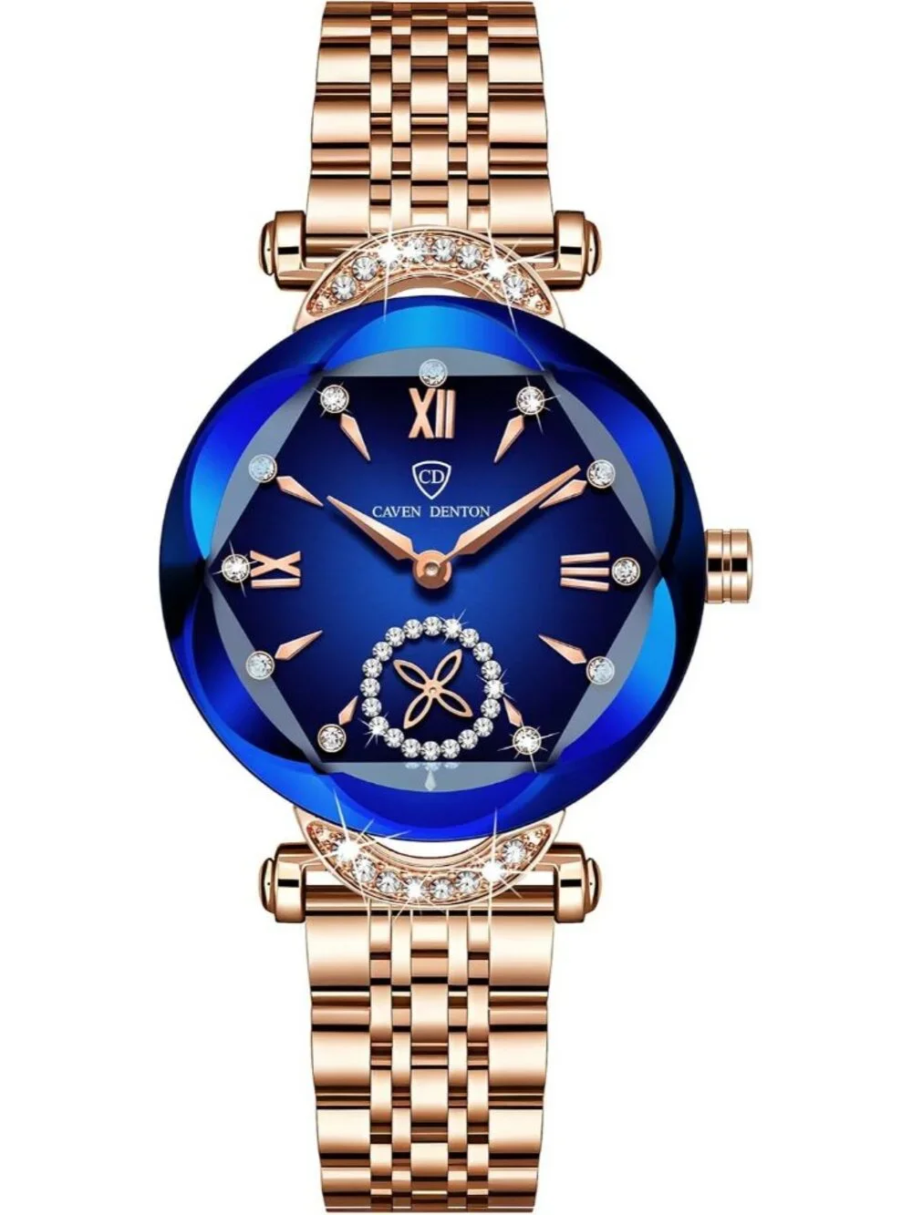Women's Blue Crystal Accents Dainty Dress  Stainless Steel Strap Quartz Watches